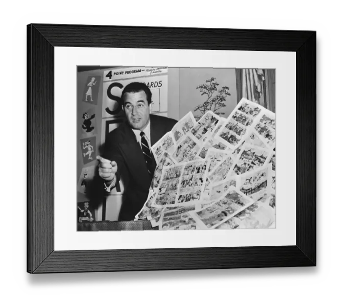 Framed Print : Charles F. Murphy Discussing Comic Books Display