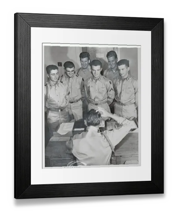 Framed Print : Sergeant Looking at Twins Framed Print : Sergeant Looking at Twins