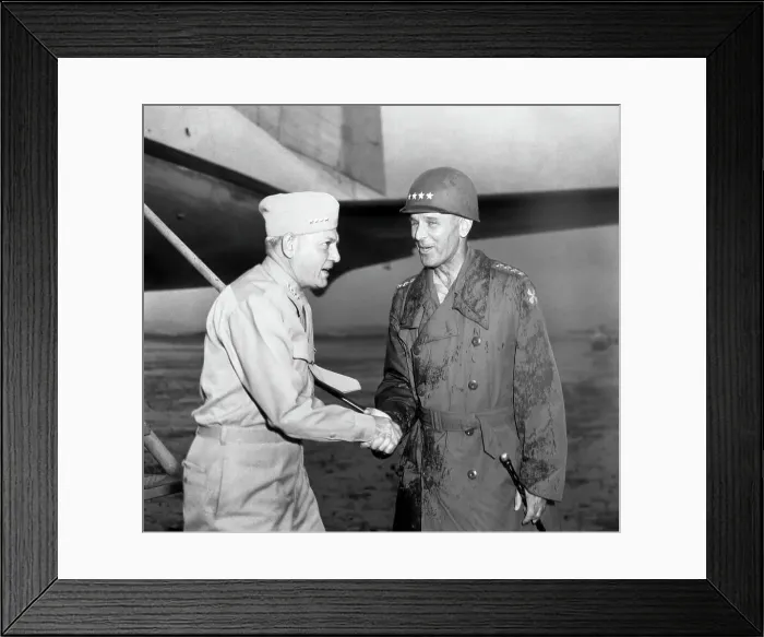 Framed Print : Maxwell Taylor Shaking Hands With Lemuel Shepherd Framed Print : Maxwell Taylor Shaking Hands With Lemuel Shepherd