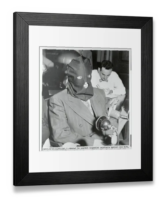 Framed Print : Masked Man Testifies at a Hearing Framed Print : Masked Man Testifies at a Hearing