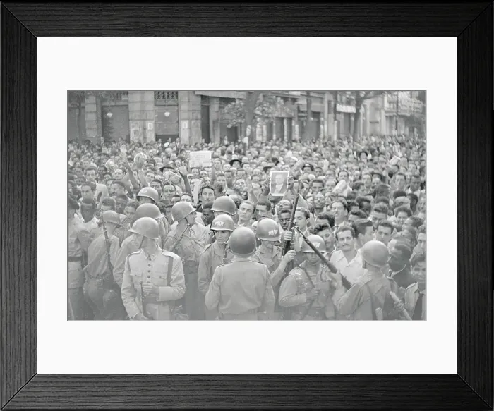 Framed Print : Soldiers Hod Back Anti-American Protestors in Brazil