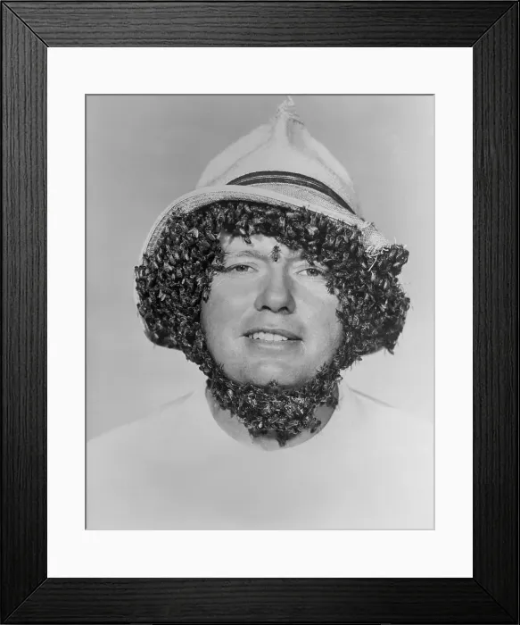 Framed Print : Portrait of Earl Kellogg with Bees Framed Print : Portrait of Earl Kellogg with Bees