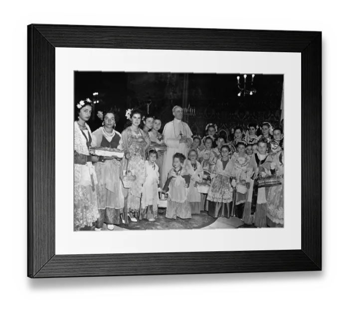 Framed Print : Pope Pius XII with Girls Celebrating Peach Festival Framed Print : Pope Pius XII with Girls Celebrating Peach Festival
