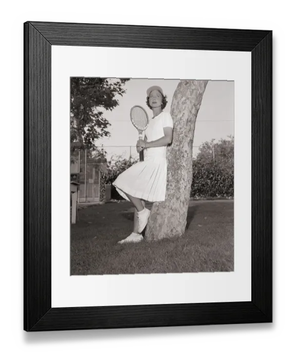 Framed Print : Helen Wills Moody Poses with Tennis Racquet Framed Print : Helen Wills Moody Poses with Tennis Racquet