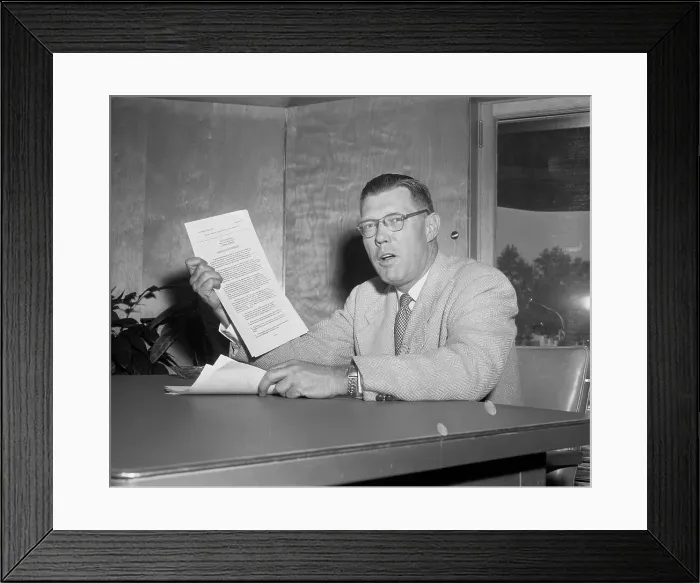 Framed Print : James Hagerty Holding Veto Bill to Press Framed Print : James Hagerty Holding Veto Bill to Press