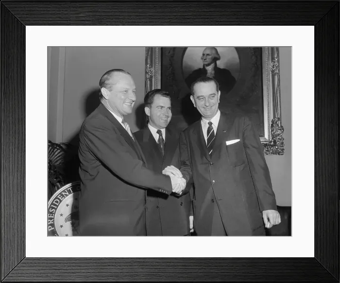 Framed Print : William Knowland with Richard Nixon and Lyndon Johnson Framed Print : William Knowland with Richard Nixon and Lyndon Johnson