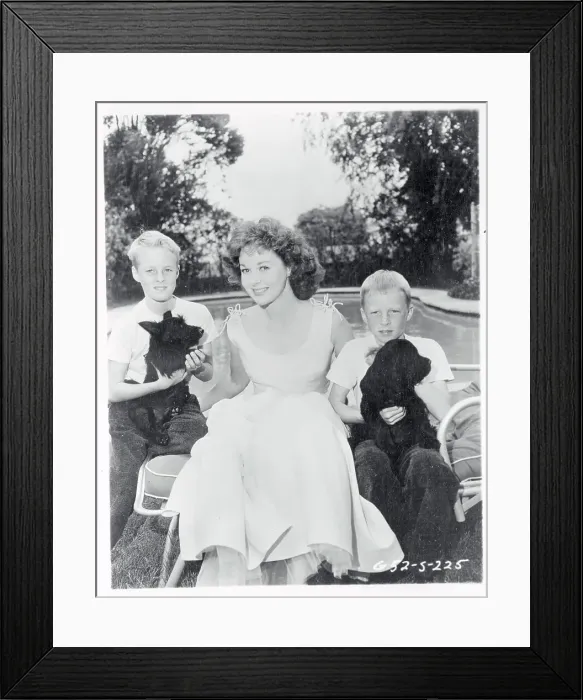 Framed Print : Portrait of Susan Hayward and Her Twin Sons Framed Print : Portrait of Susan Hayward and Her Twin Sons