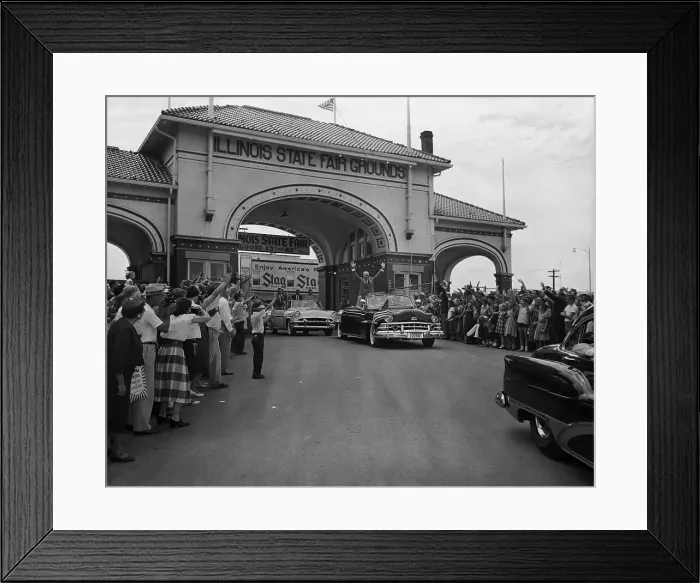 Framed Print : Dwight D. Eisenhower Waving to Citizens from His Motorcade