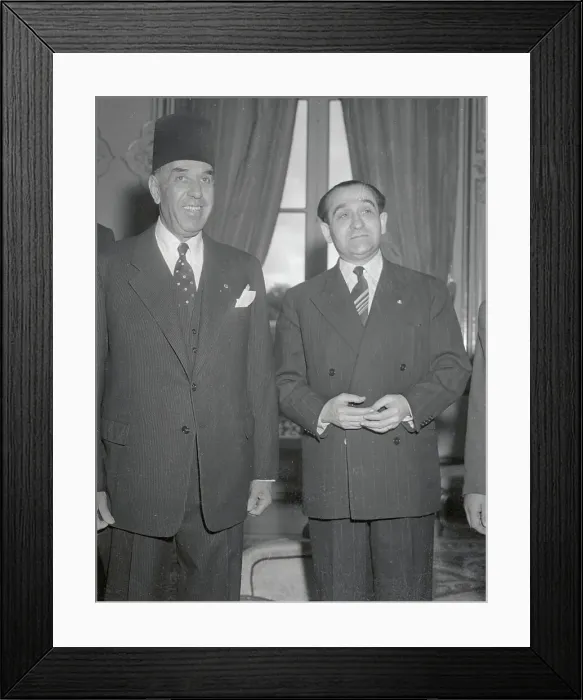 Framed Print : Portrait of Tahar Ben Ammar and Mendes-France