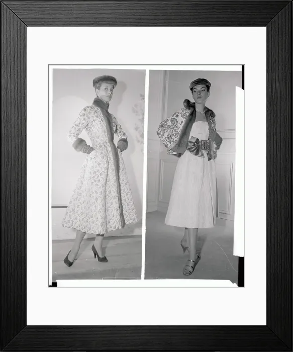 Framed Print : Models Wearing Exquisite Gowns