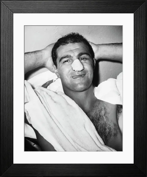 Framed Print : Rocky Marciano with Bandages Nose Framed Print : Rocky Marciano with Bandages Nose