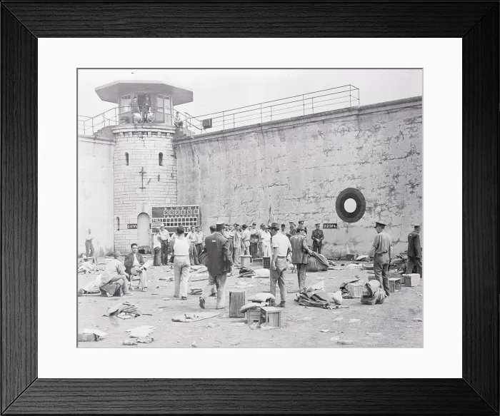 Framed Print : Prisoners Standing in a Prison Yard Framed Print : Prisoners Standing in a Prison Yard