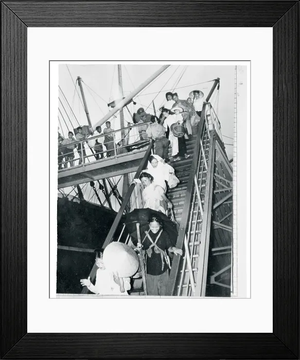 Framed Print : Vietnamese Travelers Goods Being Unloaded from Ship Framed Print : Vietnamese Travelers Goods Being Unloaded from Ship