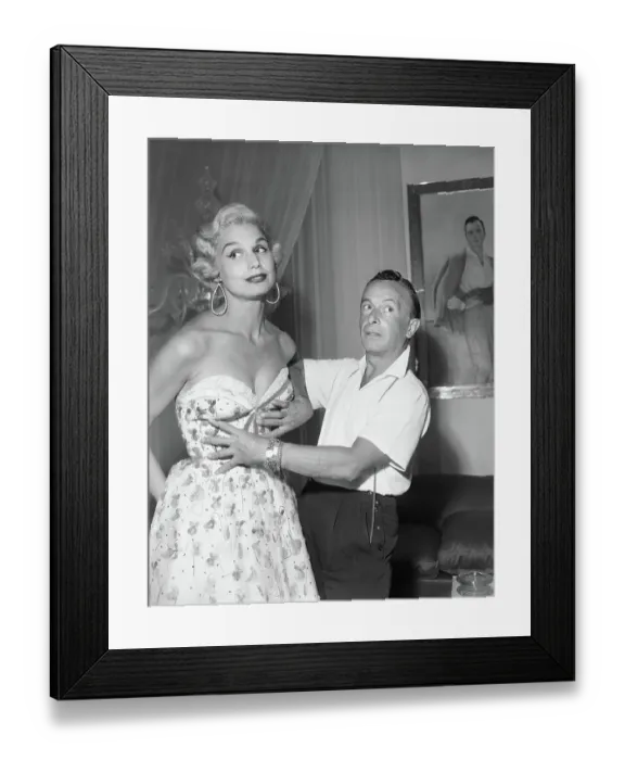 Framed Print : Emilio Schuberth Fitting a Model for One of His Designs Framed Print : Emilio Schuberth Fitting a Model for One of His Designs