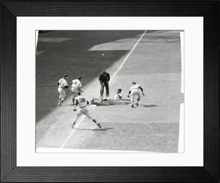 Framed Print : Al Smith Sliding Safely Into Third Base Framed Print : Al Smith Sliding Safely Into Third Base