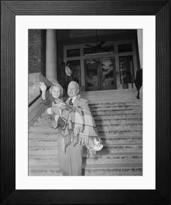 Framed Print : Mia Farrow Being Carried by Her Father From Hospital Framed Print : Mia Farrow Being Carried by Her Father From Hospital