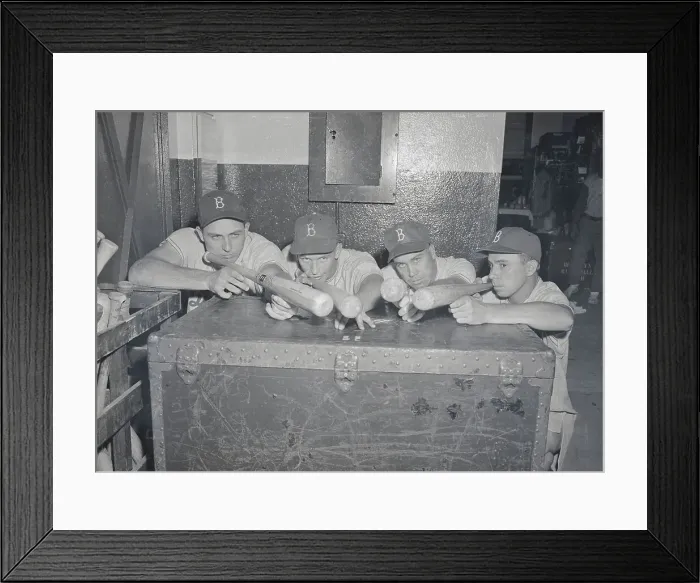 Framed Print : Gil Hodges, Don Hoak, Duke Snider, Pee Wee Reese Posing with Bats Framed Print : Gil Hodges, Don Hoak, Duke Snider, Pee Wee Reese Posing with Bats