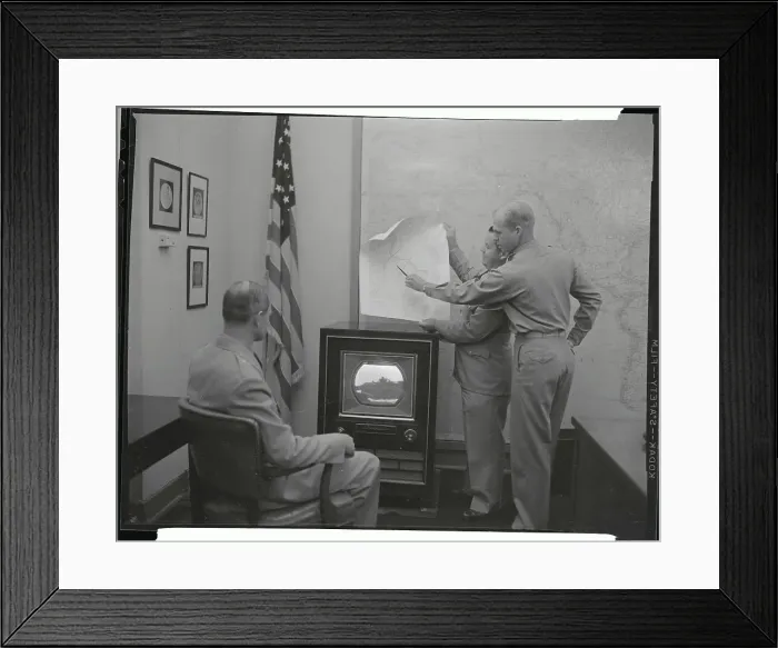 Framed Print : Pentagon officials Watching Troops on Television Framed Print : Pentagon officials Watching Troops on Television