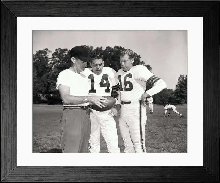 Framed Print : Otto Graham Discussing Football With Paul Brown and George Ratterman