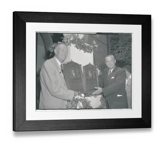 Framed Print : Bill Dickey and Bill Terry Showing Their Plaques
