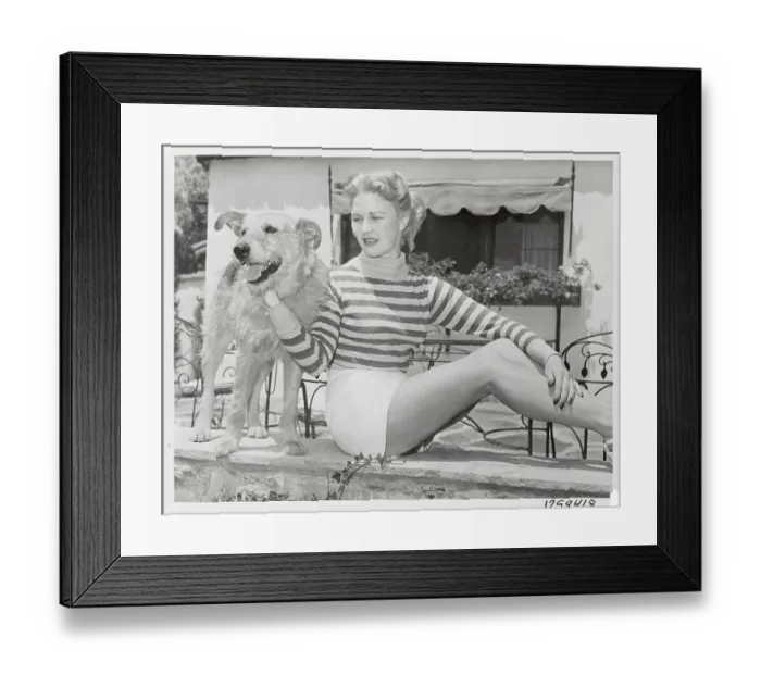 Framed Print : Joan Caulfield with Dog Framed Print : Joan Caulfield with Dog