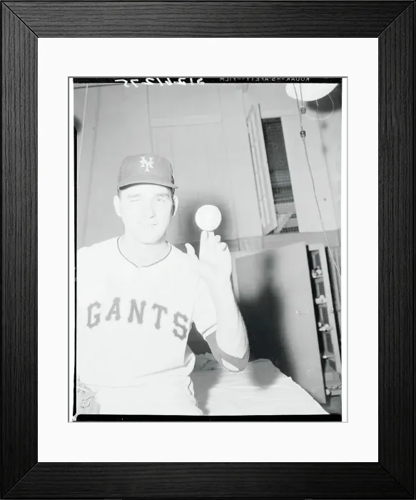 Framed Print : Johnny Antonelli Balancing a Baseball Framed Print : Johnny Antonelli Balancing a Baseball