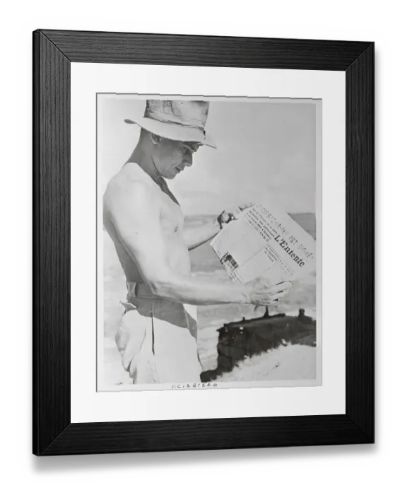 Framed Print : Soldier Reading a Newspaper Framed Print : Soldier Reading a Newspaper