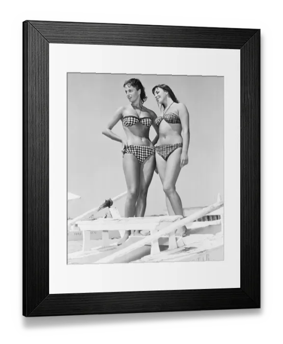 Framed Print : Actress Joan Collins and Sister Posing in Swimwear Framed Print : Actress Joan Collins and Sister Posing in Swimwear