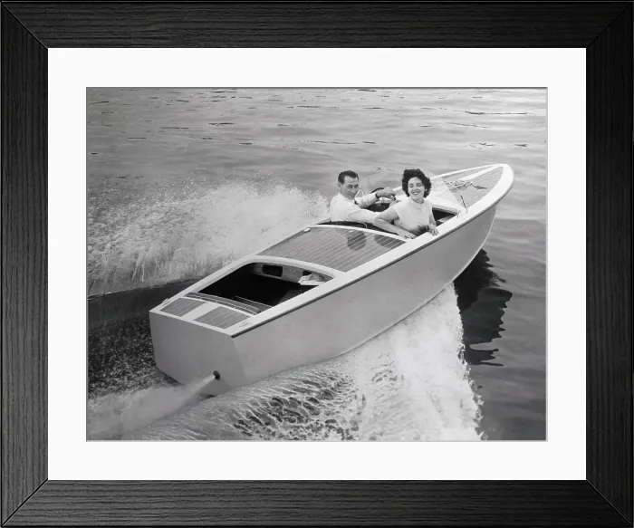 Framed Print : John Hutchins in Speedboat Framed Print : John Hutchins in Speedboat