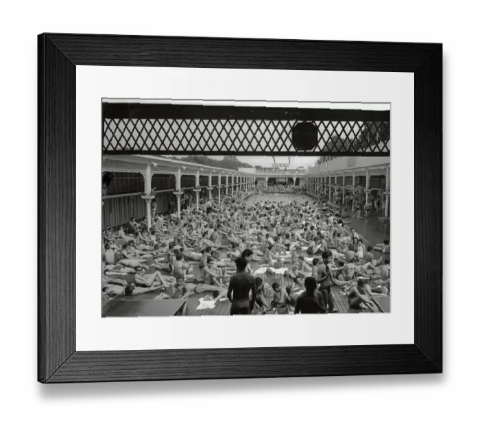 Framed Print : People Relaxing By a Swimming Pool