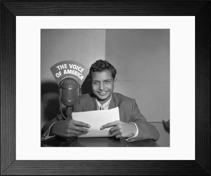 Framed Print : Denzil Meyers Talking Over Radio Broadcast