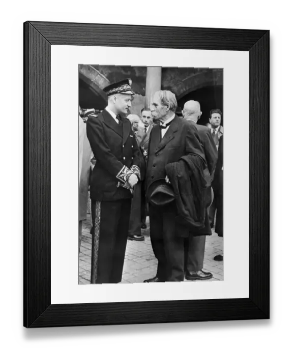 Framed Print : Portrait of Albert Schweitzer with Prefect Framed Print : Portrait of Albert Schweitzer with Prefect