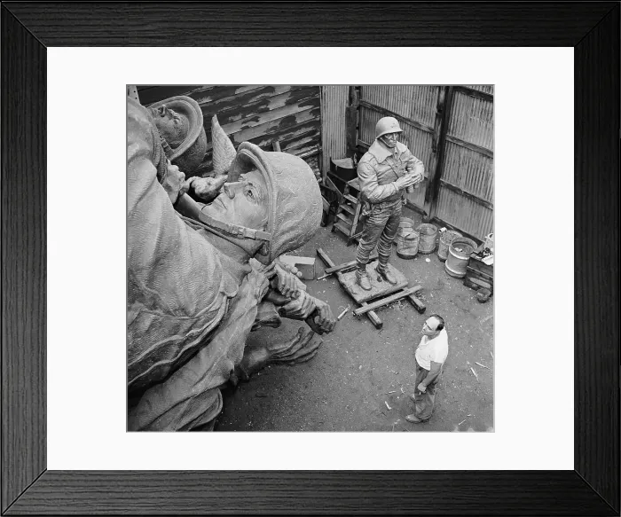 Framed Print : Eugene Bedi Standing Next of a Statue Framed Print : Eugene Bedi Standing Next of a Statue