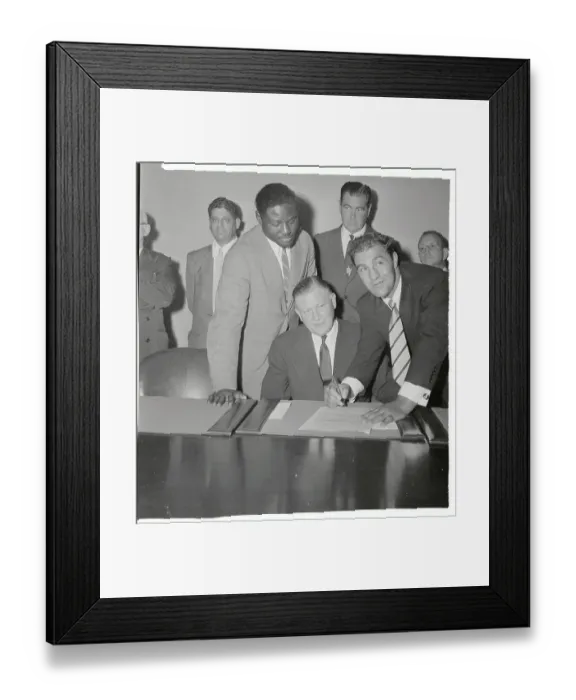 Framed Print : Rocky Marciano Signing Form Framed Print : Rocky Marciano Signing Form