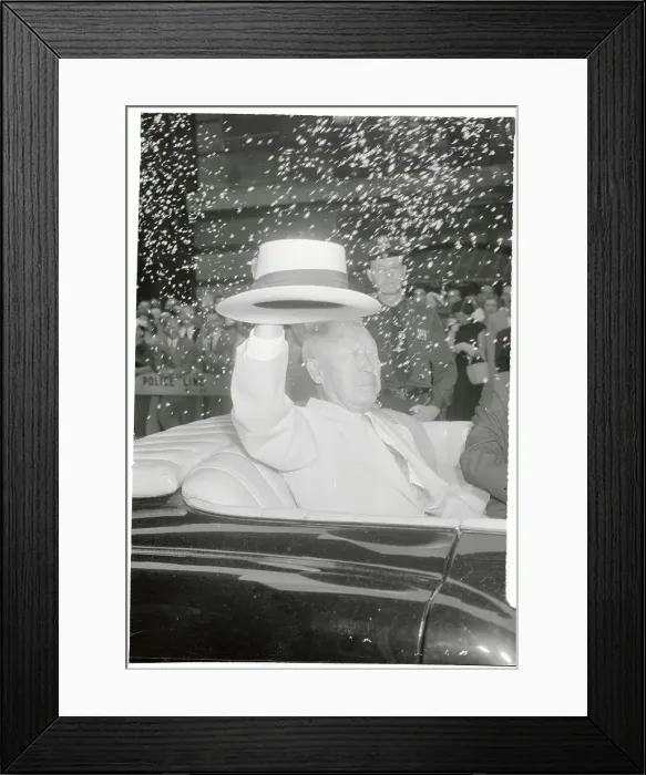 Framed Print : Syngman Rhee Riding Through a Ticker-Tape Parade Framed Print : Syngman Rhee Riding Through a Ticker-Tape Parade