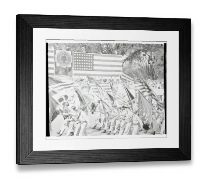 Framed Print : American Flags Being Carried During Legion Parade Framed Print : American Flags Being Carried During Legion Parade