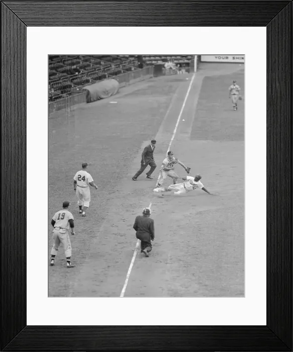 Framed Print : Jackie Robinson Sliding into Third Base Framed Print : Jackie Robinson Sliding into Third Base