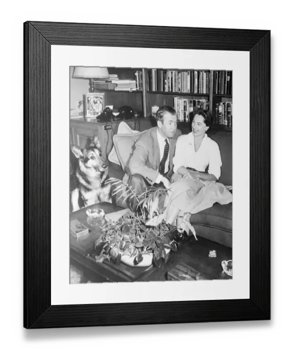 Framed Print : Jimmy Stewart Relaxing at Home Framed Print : Jimmy Stewart Relaxing at Home