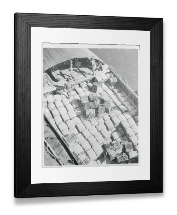Framed Print : Bales of Crude Rubber in Boat Framed Print : Bales of Crude Rubber in Boat