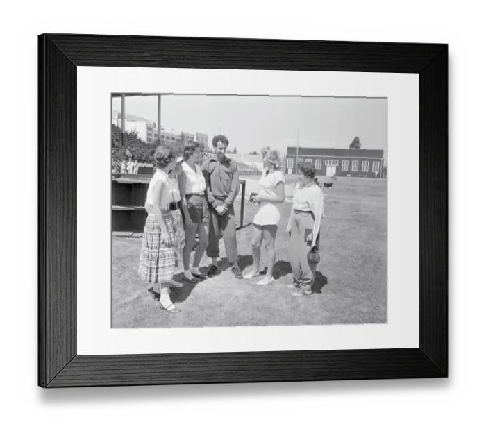 Framed Print : Teenage Admirers Surrounding John Landy Framed Print : Teenage Admirers Surrounding John Landy
