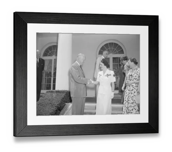 Framed Print : President Eisenhower and De Galard-Terraube Shaking Hands Framed Print : President Eisenhower and De Galard-Terraube Shaking Hands