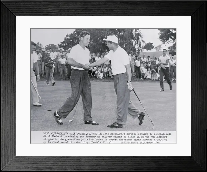 Framed Print : Walt Burkemo Congratulating Chick Harbert Framed Print : Walt Burkemo Congratulating Chick Harbert