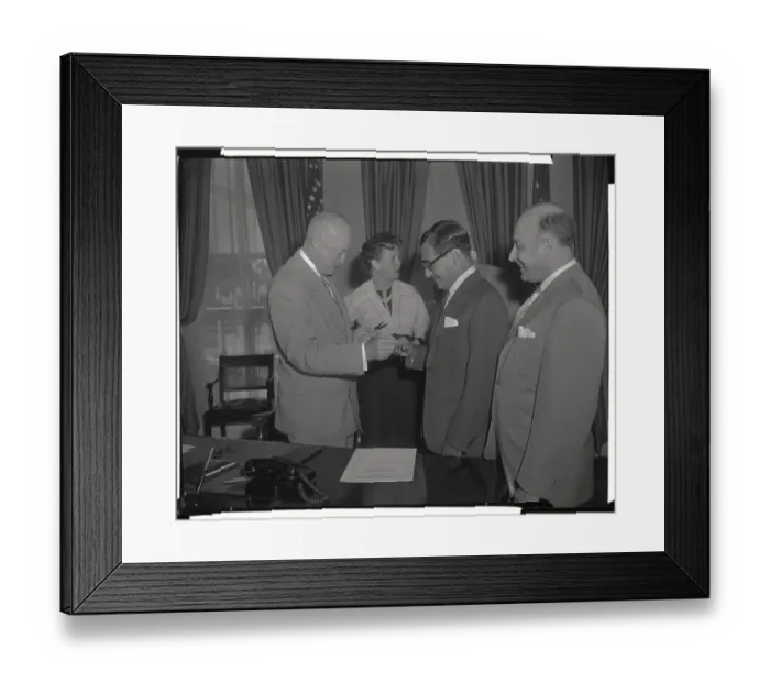 Framed Print : Dwight Eisenhower Handing Pen to Irving Berlin Framed Print : Dwight Eisenhower Handing Pen to Irving Berlin