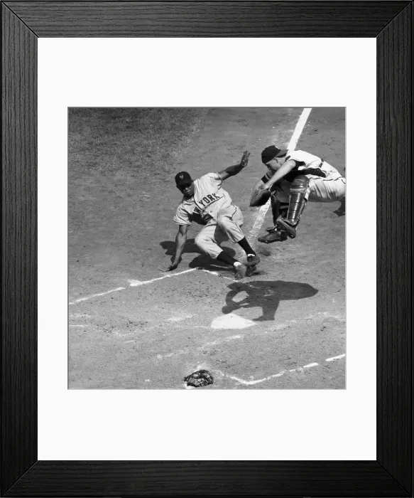 Framed Print : Braves Catcher Leaping After Missing Thr Framed Print : Braves Catcher Leaping After Missing Thr