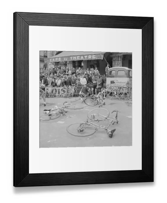 Framed Print : Group of Bicycles Lying in the Street