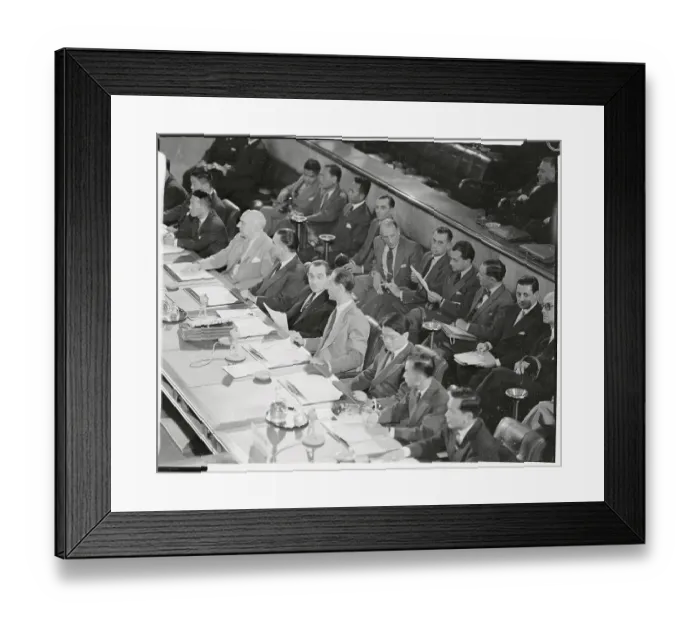 Framed Print : Pierre Mendes-France Speaking to French Delegates Framed Print : Pierre Mendes-France Speaking to French Delegates