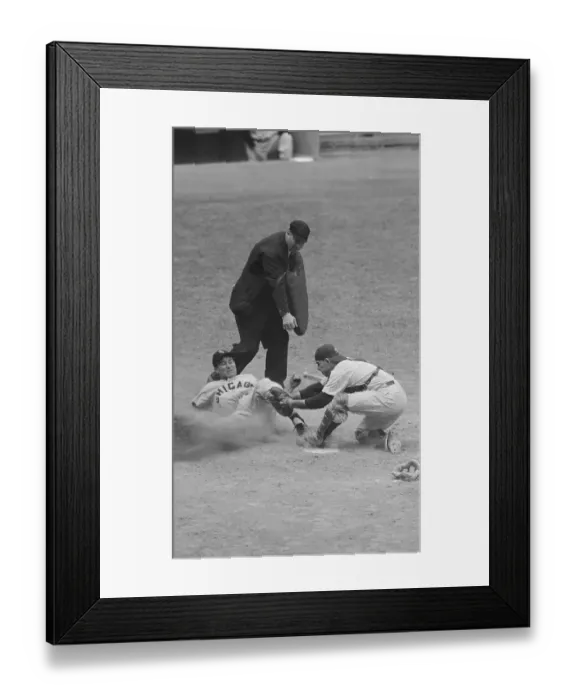 Framed Print : Yogi Berra Tagging Chico Carrasquel Out Framed Print : Yogi Berra Tagging Chico Carrasquel Out