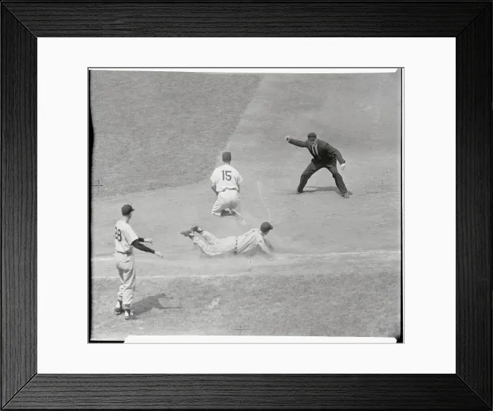 Framed Print : Jim Rivera Out at First Base