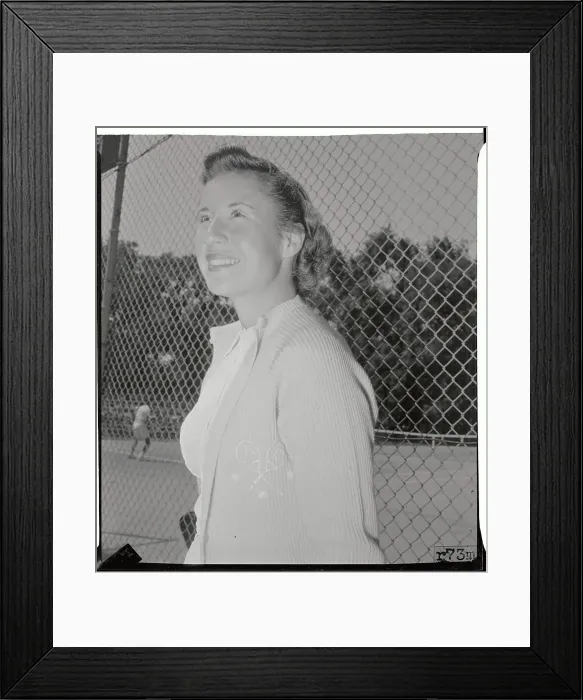 Framed Print : Portrait of Maureen Connolly Standing by Fence Framed Print : Portrait of Maureen Connolly Standing by Fence