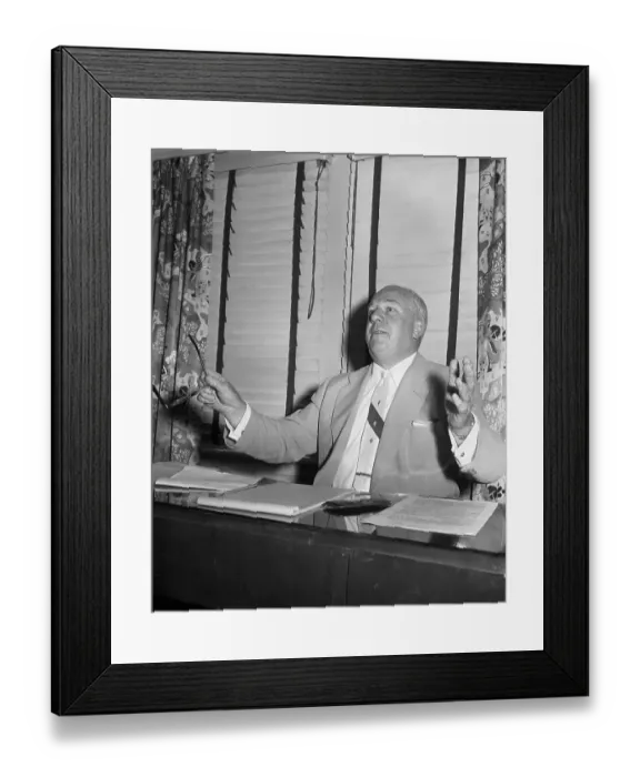 Framed Print : Warren Giles Sitting at Desk Framed Print : Warren Giles Sitting at Desk
